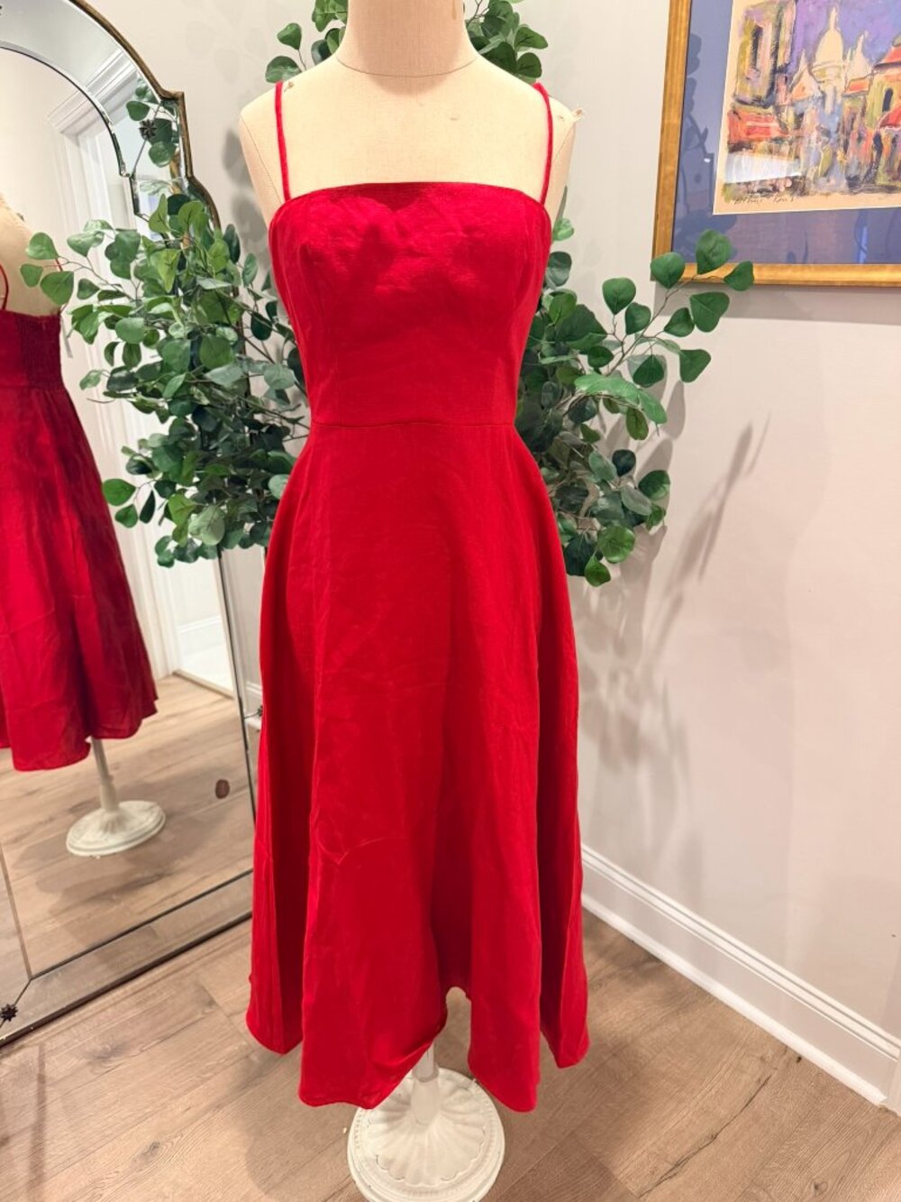 OPT NWT Linen Dress in Cherry Red Size 4